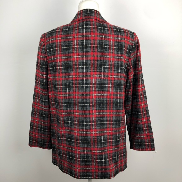 VTG Plaid Womens Wool Blazer Jacket One Button 10 - Picture 12 of 16